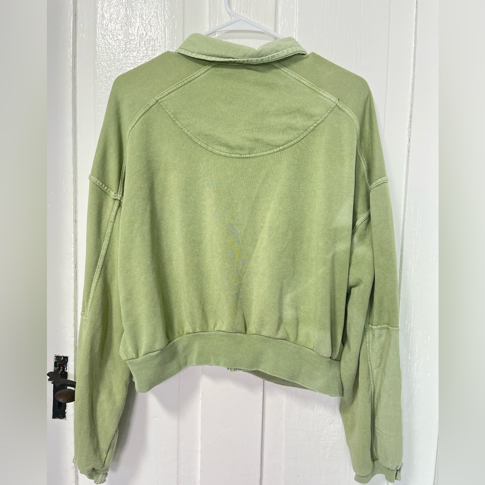 Daily Practice By Anthropologie Green cropped relaxed fit snap front shacket L - Picture 4 of 9